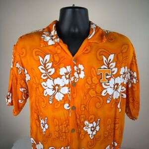 Spike Sports Tennessee Volunteers Hawaiian Shirt Mens XL Orange Floral Hibiscus